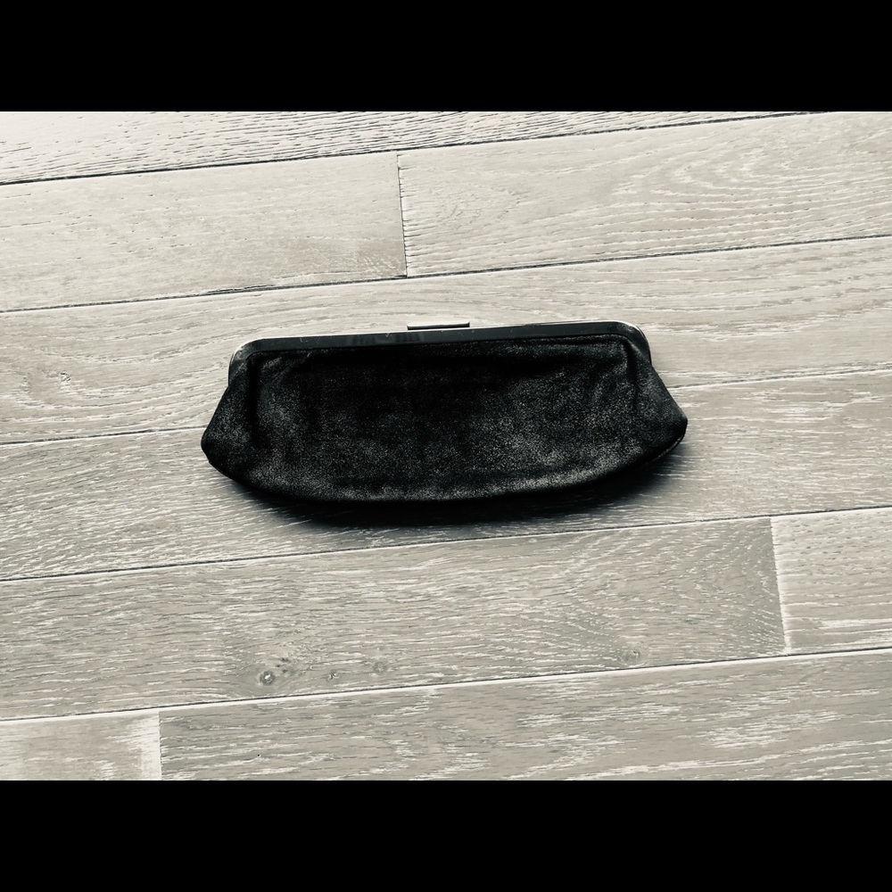 BANANA REPUBLIC Clutch. $48 Black Shimmer Suedette - Picture 3 of 6